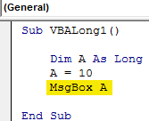 Vba long Example 1.7