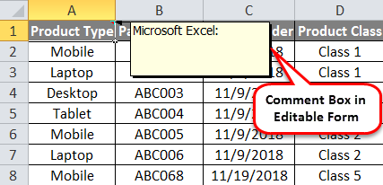 Insert Comment in Excel 1-3