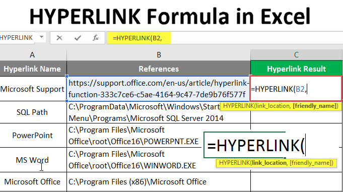 hyperlink formula in excel