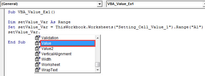 vba value Example 1.5