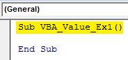 vba value Example 1