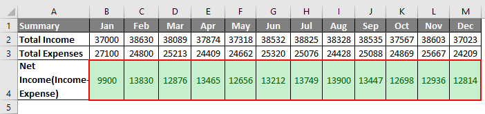 Budget in Excel Example 1-11
