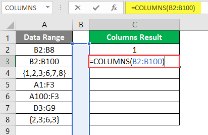 COLUMNS formula example 2-5