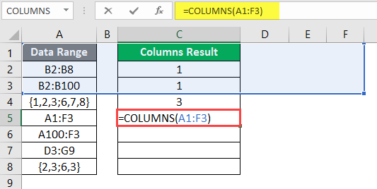 COLUMNS formula example 2-9