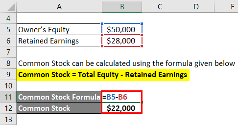 Common Stock Formula Example 1-2