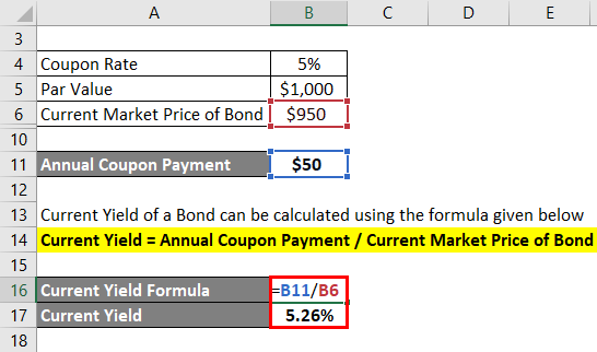 Current Yield of a bond Formula Example 1-3