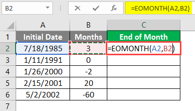 EOMONTH example 1-4