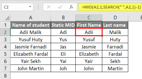 Excel Text with Formula example 1.1