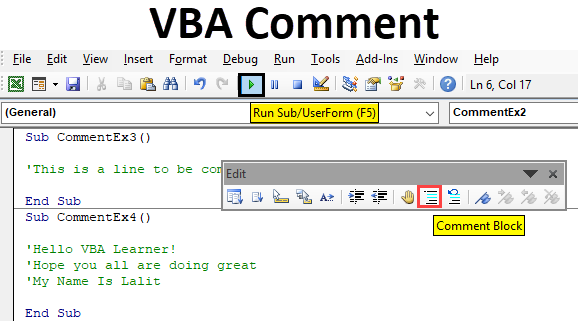 Excel VBA Comment