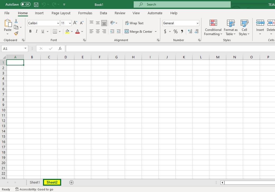 How to Insert a New Spreadsheet 2