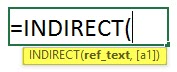 Indirect formula in excel 1.5