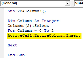 Insert column Example 4.6