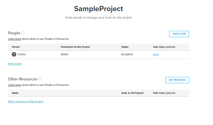 Invite someone to your project 1