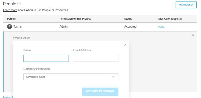 Invite someone to your project 2