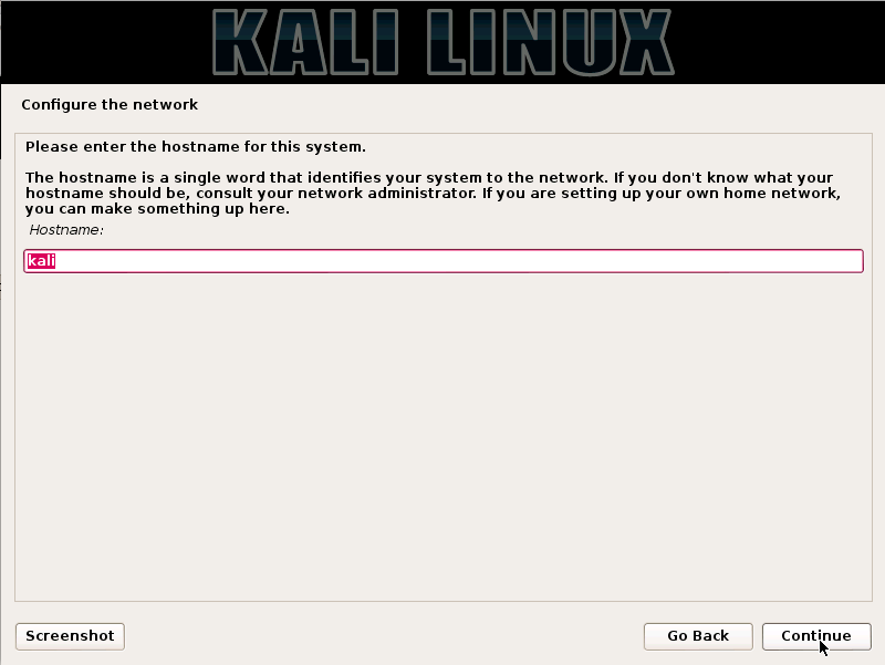 Kali Linux - Host Name