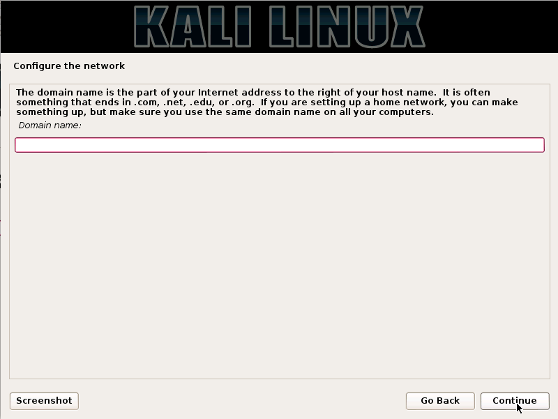 Kali Linux - domain name