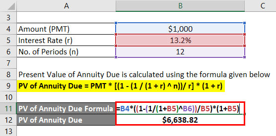 Present Value of Annuity Due Formula Example 3-2
