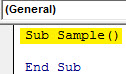 Sub Sample module of VBA