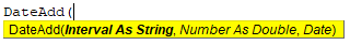 Syntax of DateAdd