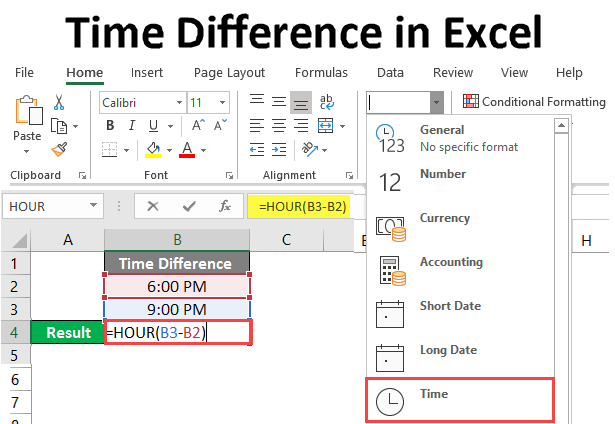 Time Difference in Excel 2