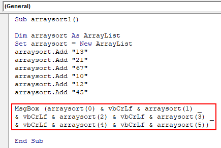 VBA ArrayList Example 2-5