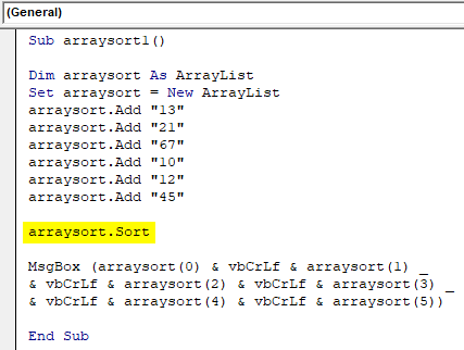 VBA ArrayList Example 2-7
