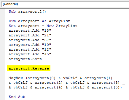 ArraySort.Reverse Example 3-1