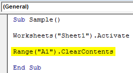 VBA Clear Contents Example 1-5