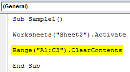 VBA Clear Contents Example 2-4