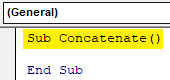 VBA Concatenate Example 1.1