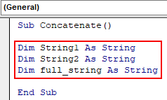 VBA Concatenate Example 1.2