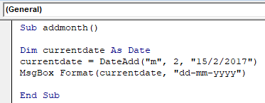 VBA DateAdd Example 2-1