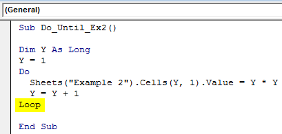 VBA Do Until Loop Example 2-7