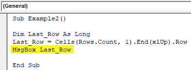 VBA Last Row Example 2-7
