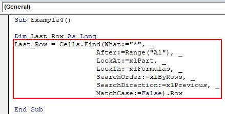VBA Last Row Example 4-2