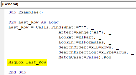 VBA Last Row Example 4-3