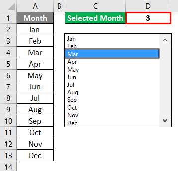 VBA List Box Example 1-7