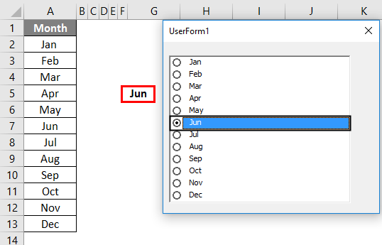 VBA List Box Example 2-13