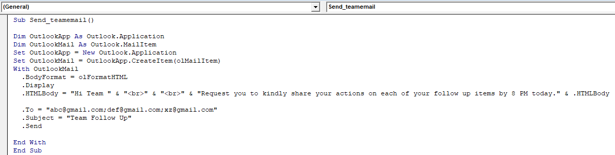 VBA Outlook Example 2-1