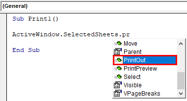Printout option Example 1-8