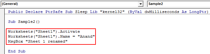 VBA Sleep Example 3-4