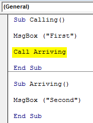 VBA Sub Call Example 1-8