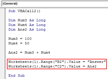 VBA Sub Call Example 2-11