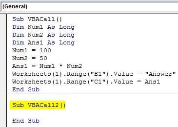 VBA Sub Call Example 2-8