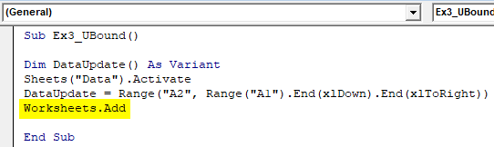 VBA UBOUND Example 3-5