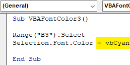 VBA color Example 2.3