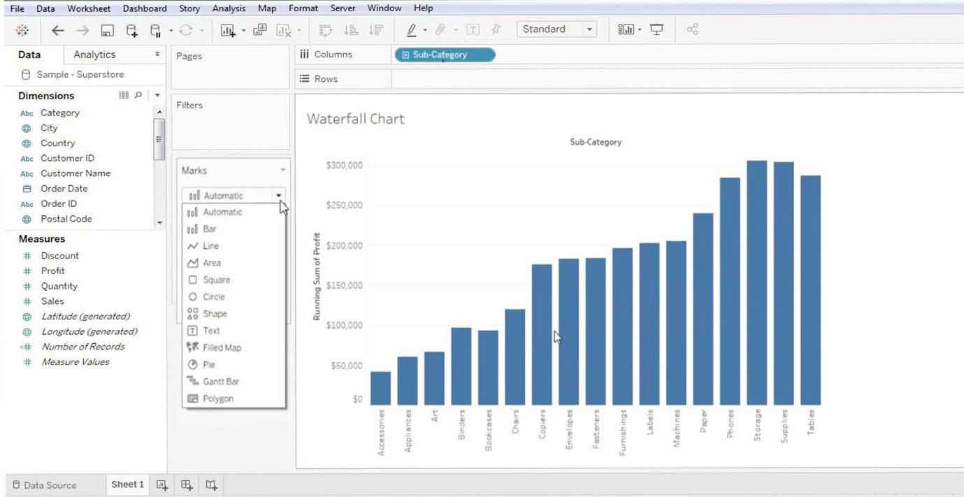 Waterfall Chart in Tableau 5