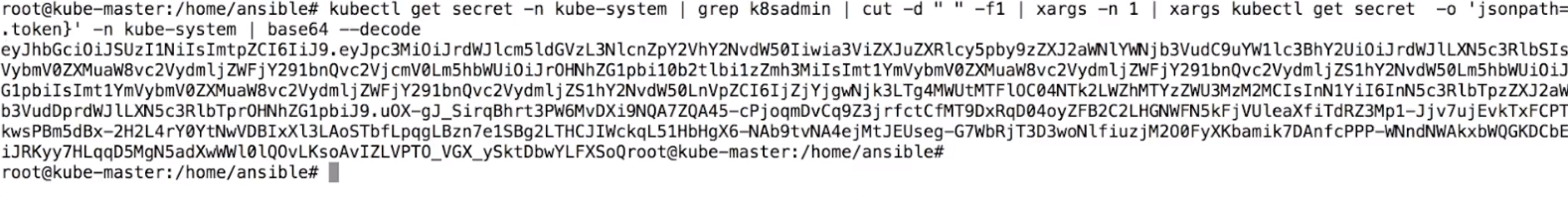 base64 decoded Token as output (Install Kubernetes Dashboard)
