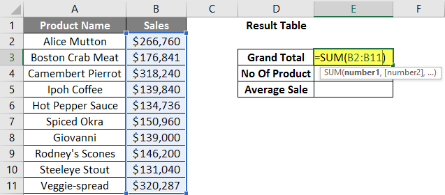 calculations in excel example 2.4