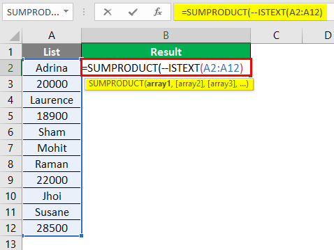 Count Cells with Text in Excel 2-4